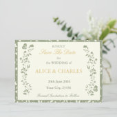  Floral Sage Ggreen Save The Date Kaart (Staand voorkant)