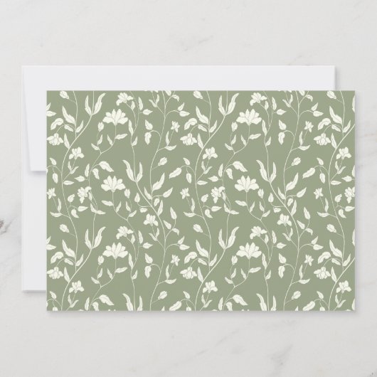  Floral Sage Ggreen Save The Date Kaart (Achterkant)