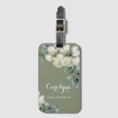 Floral Sage Green Bagagelabel (Voorkant (verticaal))