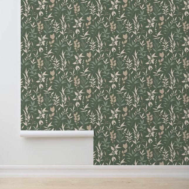 Floral Sage Green Behang (Applicatie)