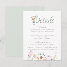 Floral Sage Green Blush Greenery Elegant Informatiekaartje