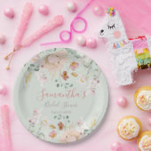 Floral Sage Green Blush Pink Elegant Papieren Bordje (Feest)