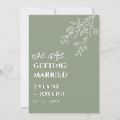 Floral Sage Green Boho Chic Neutraal Huwelijk Kaart (Achterkant)