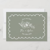 Floral Sage Green Botanical Bewaar de datum Foto Save The Date (Voorkant)