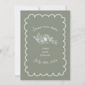 Floral Sage Green Botanical Bewaar de datum Save The Date (Voorkant)