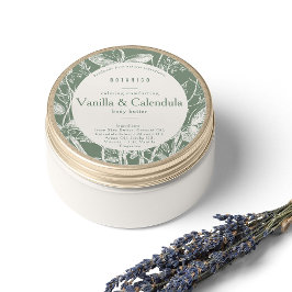 Floral Sage Green Botanical Ingredients Product Ronde Sticker