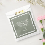 Floral Sage Green Botanische geschulpte bruiloft Bedankzakje (Gezegeld)