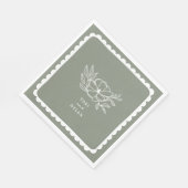 Floral Sage Green Botanische geschulpte bruiloft Servet (Hoek)