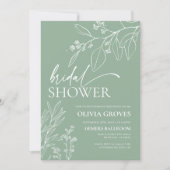 Floral Sage Green Bridal Shower Kaart (Voorkant)