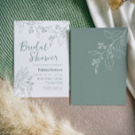 Floral Sage Green Bridal Shower Kaart<br><div class="desc">Deze brutale doucheuitnodiging wordt gekenmerkt door boho stijl,  bloemkleur,  en sage groene kleuren,  met een mix van verschillende doopvontstijlen,  vaak in verschillende grootte,  om een unieke,  eclectische blik te creëer die deze uitnodigingen tot een natuurlijke esthesie maakt.</div>