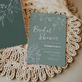 Floral Sage Green Bridal Shower Kaart