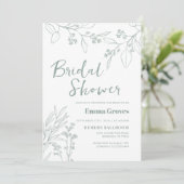 Floral Sage Green Bridal Shower Kaart (Staand voorkant)
