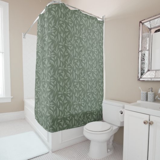 Floral Sage Green Douchegordijn (In situ)