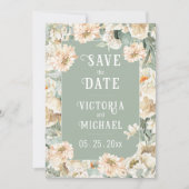 Floral Sage Green Elegant Huwelijk Save The Date (Voorkant)