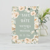 Floral Sage Green Elegant Huwelijk Save The Date (Staand voorkant)