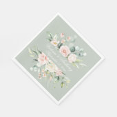 Floral Sage Green Elegant Script Name Wedding Servet (Hoek)