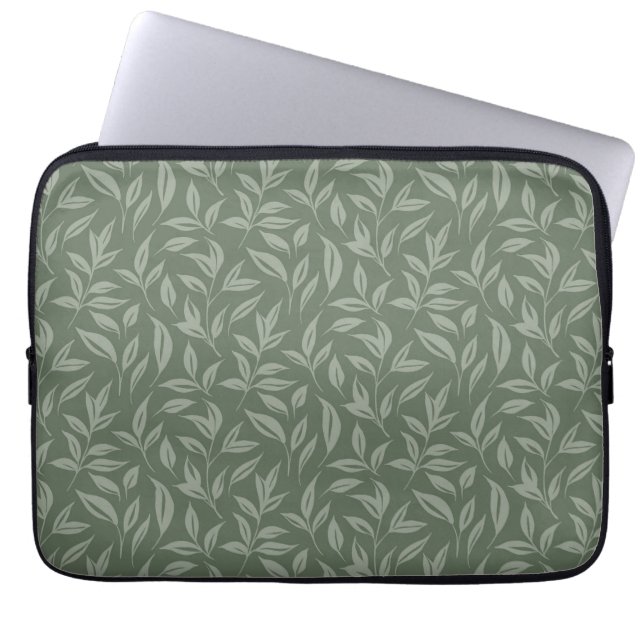 Floral Sage Green Laptop Sleeve (Voorkant)