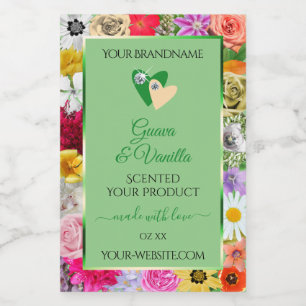 Floral Sage Green Multicolor Product Labels hart Voedselcontainer Etiket