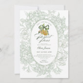 Floral Sage Green Perfect Pair Pear Vrijgezellenfe Kaart (Voorkant)