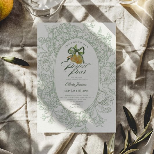 Floral Sage Green Perfect Pair Pear Vrijgezellenfe Kaart