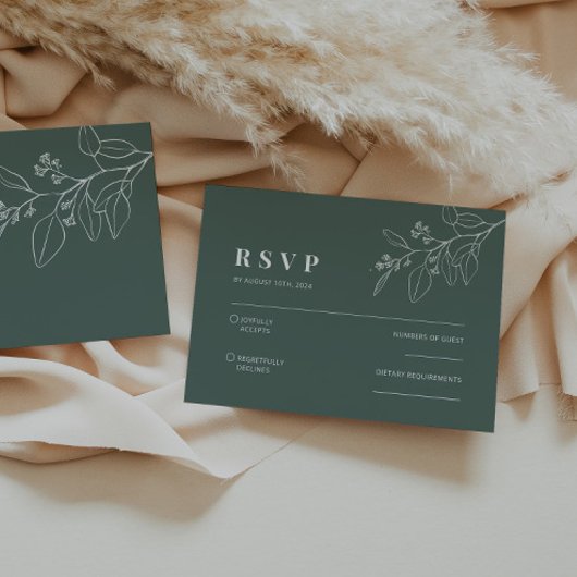Floral Sage Green RSVP-kaart Notitiekaartje