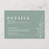 Floral Sage Green Wedding Details Enclosure Kaart (Voorkant)