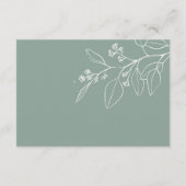 Floral Sage Green Wedding Details Enclosure Kaart (Achterkant)
