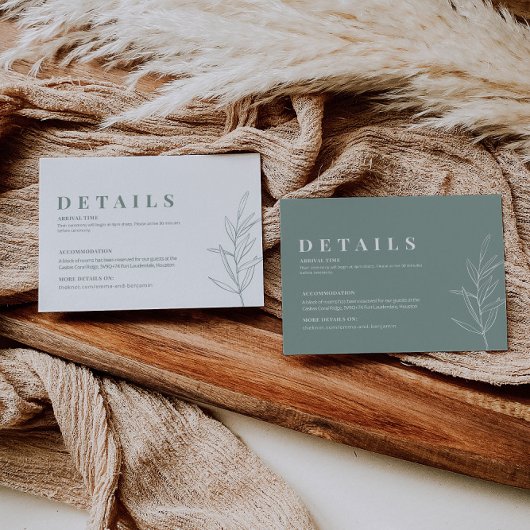 Floral Sage Green Wedding Details Kaart
