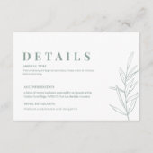 Floral Sage Green Wedding Details Kaart (Voorkant)