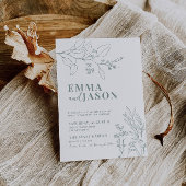 Floral Sage Green Wedding Invitation Kaart