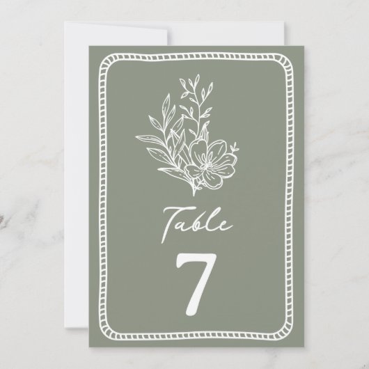 Floral Sage Green Wedding Kaart (Voorkant)