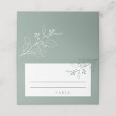 Floral Sage Green Wedding Place Cards Plaatskaartje (Buitenkant ongevouwen)