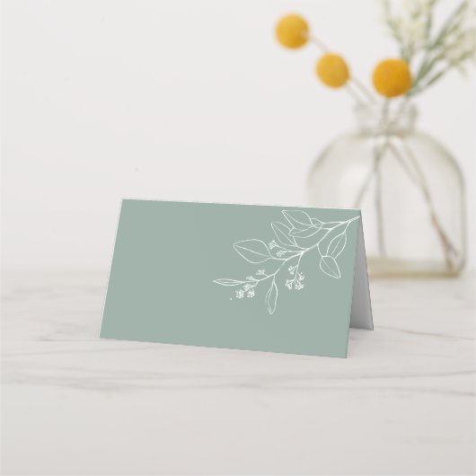 Floral Sage Green Wedding Place Cards Plaatskaartje (Achterkant)