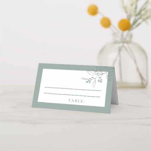 Floral Sage Green Wedding Place Cards Plaatskaartje (Voorkant)