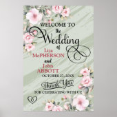  Floral Sage Green Wedding Welkom Poster (Voorkant)