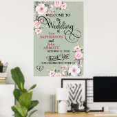  Floral Sage Green Wedding Welkom Poster (Thuiskantoor)