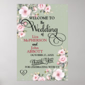  Floral Sage Green Wedding Welkom Poster (Voorkant)