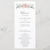 Floral Sage Greenery Dusty Roos Wedding Programmakaart (Voorkant)