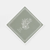 Floral Sage Groen Boeket Huwelijk Servet (Hoek)