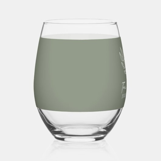 Floral Sage Groen Boeket Huwelijk Wijnglas Zonder Voet (Rechts)