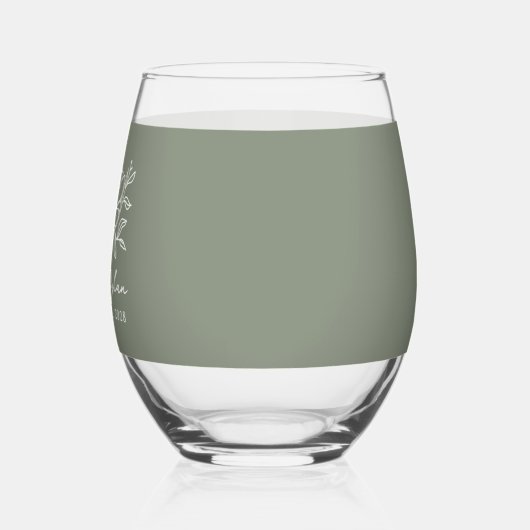 Floral Sage Groen Boeket Huwelijk Wijnglas Zonder Voet (Links)