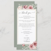 Floral Sage Groene Bruiloft Dank u Plaats Kaart (Voorkant / Achterkant)