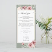 Floral Sage Groene Bruiloft Dank u Plaats Kaart (Staand voorkant)