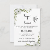 Floral Sage huwelijksuitnodiging, Botanische bruil Kaart (Voorkant)