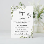 Floral Sage huwelijksuitnodiging, Botanische bruil Kaart (Staand voorkant)