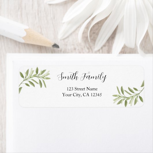 Floral Sage Leaves Return Address Label (Insitu)