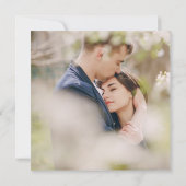 Floral Sage Lila Greenery Square Weddenschap Foto Kaart (Achterkant)