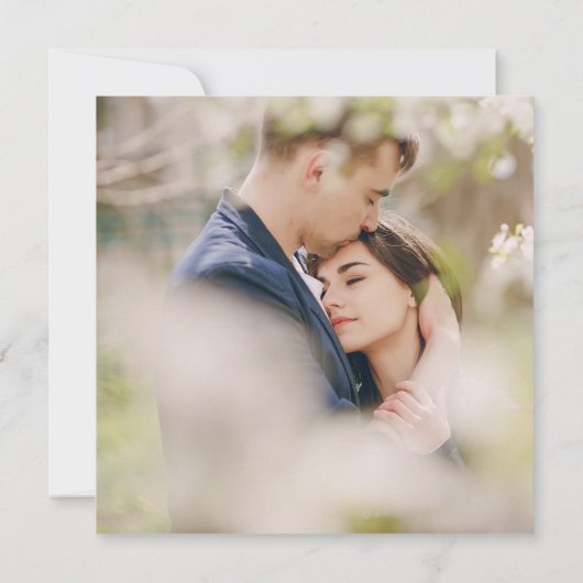 Floral Sage Lila Greenery Square Weddenschap Foto Kaart (Achterkant)