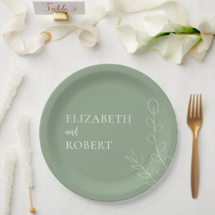 Floral Sage Trouwscript Elegant Minimaal Eenvoudig Papieren Bordje