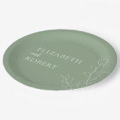 Floral Sage Trouwscript Elegant Minimaal Eenvoudig Papieren Bordje (Gekanteld)